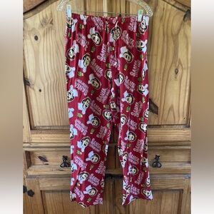 Mens Elf Santa I know him red soft knit pajama lounge pants - size M